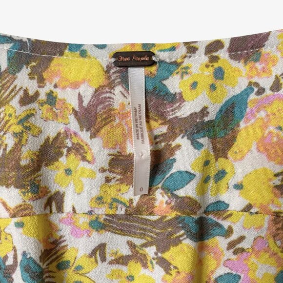 Free People Forget Me Not Yellow Mini Dress Womens Size 0 Floral Boho - Picture 6 of 15